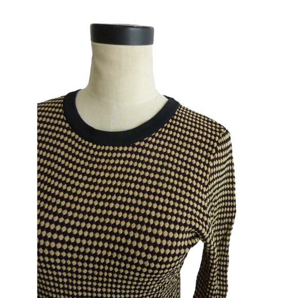 Zara Geometric Shape Pattern Sweater Tan Black Maroon Size - Picture 4 of 6